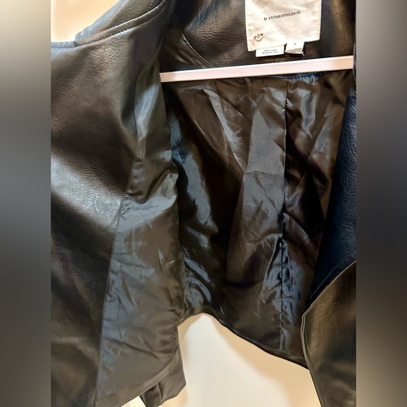Anthropology Saige Faux Leather BLACK Moto Jacket Size Small - Picture 11 of 12